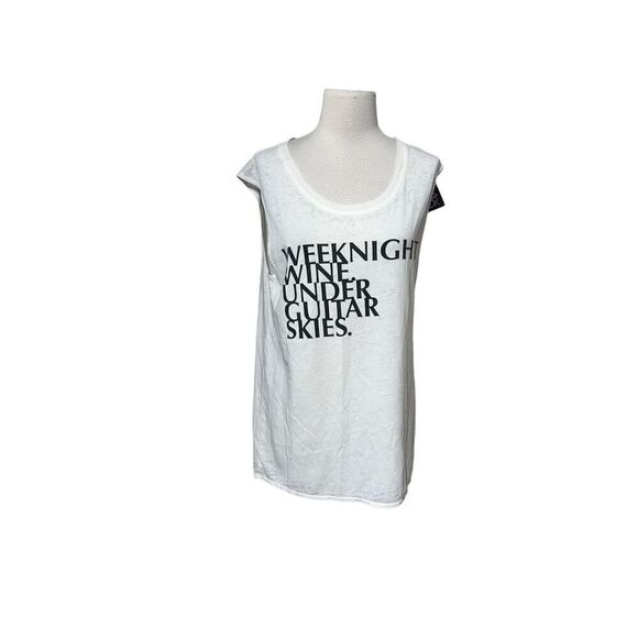 Chaser NWT Weeknight Wine Under Guitar Stars White Tank Top Size M - Picture 1 of 4
